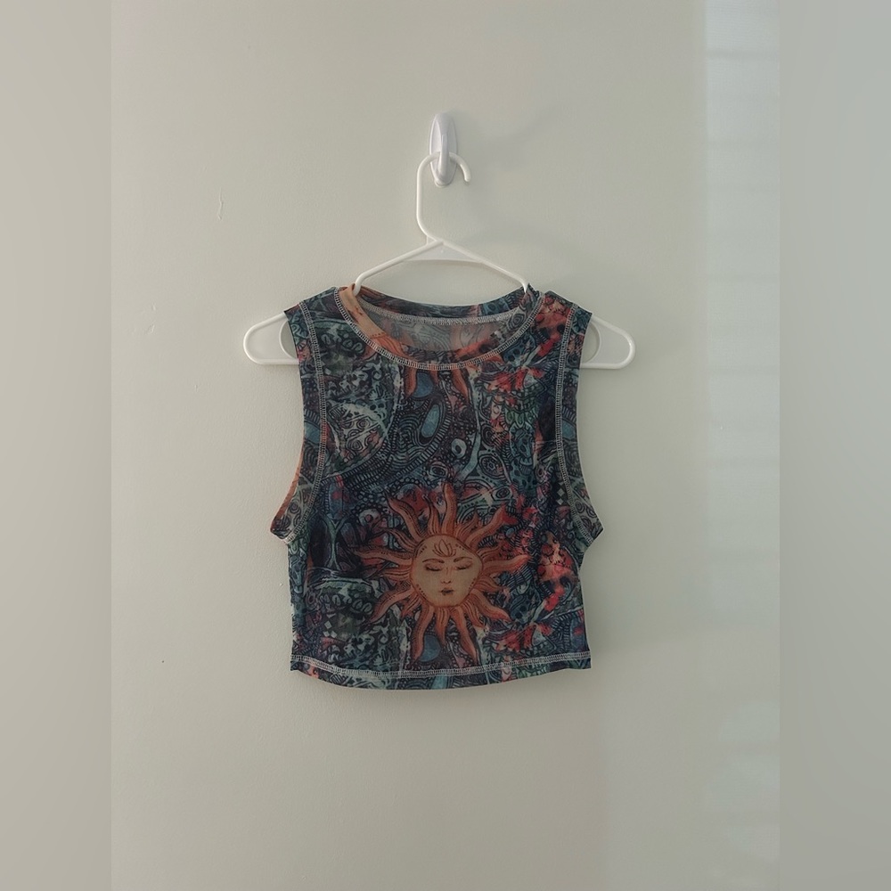 Graphic Print Mesh Tank Top
Multicolor / XS(2)